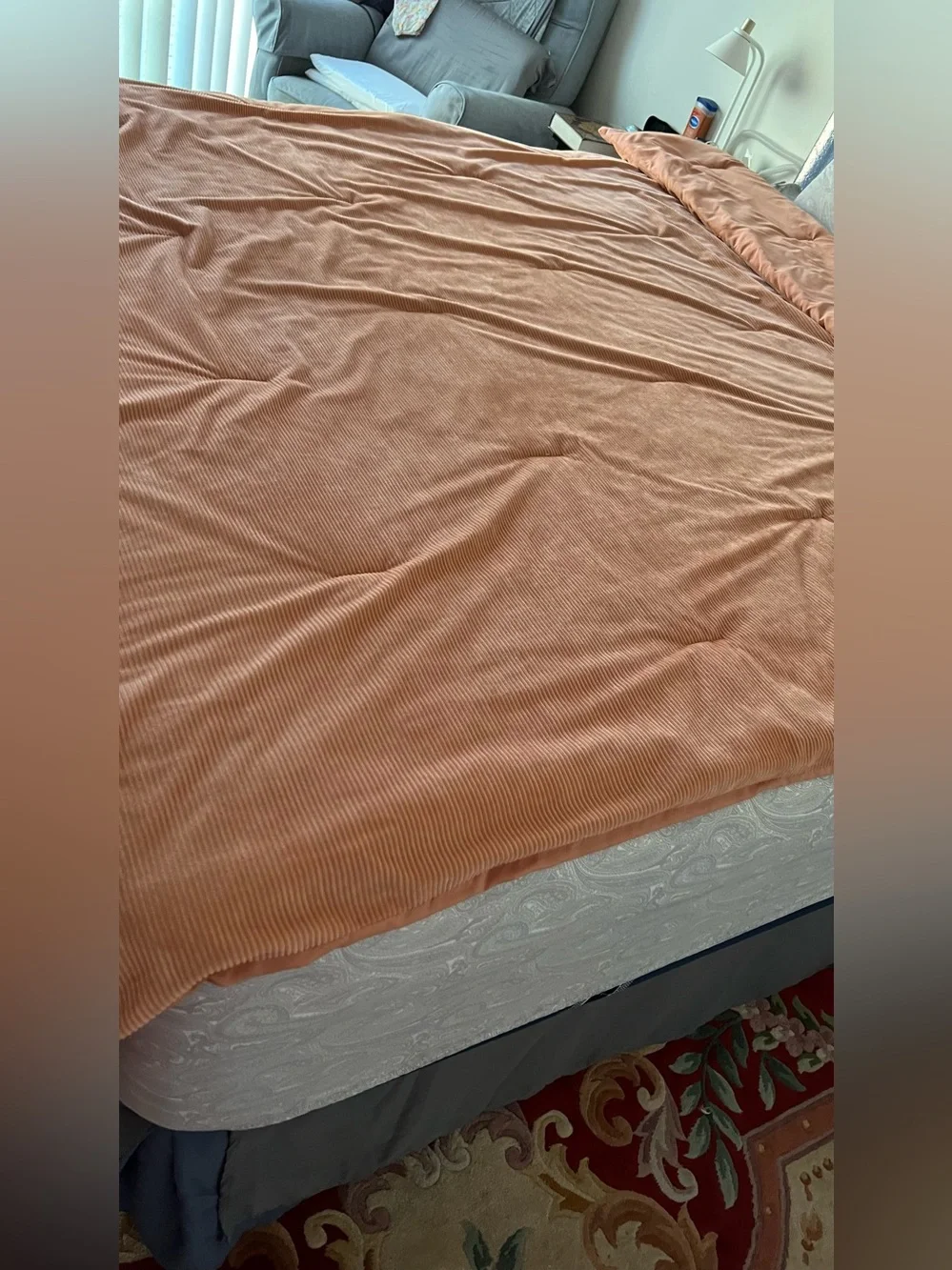 Room essentials peachy color Soft Ribbed Copper Duvet Cover 66x94 Inches  Twin